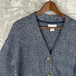 Cupcakes and Cashmere Womens Cardigan Sweater Blue‎ Knit Button Up Casual L